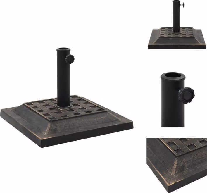 vidaXL Base per ombrellone quadrata 12 kg in resina poliuretanica color bronzo - Supporto per ombrellone