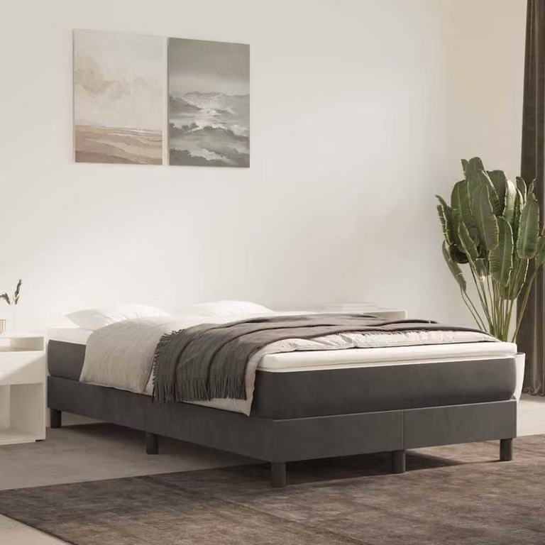 Struttura Letto a Rete con Molle vidaXL in Velluto Grigio L: 120 cm, P: 200 cm