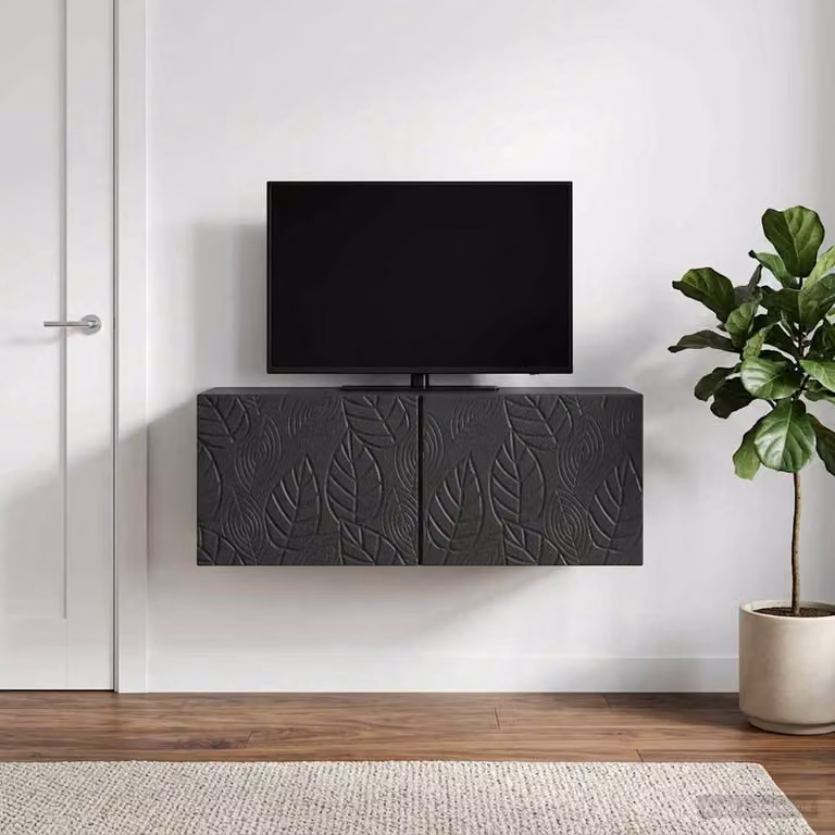 vidaXL Mobile Porta TV da Muro in Legno MDF Nero Vintage L: 78,5 cm, P: 31 cm, H: 30 cm