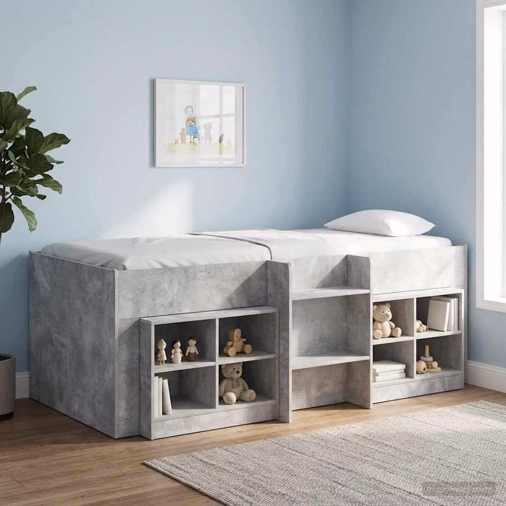 Letto alto per bambini vidaXL in legno ingegnerizzato grigio, L 100 x P 200 cm, H 178.5 cm