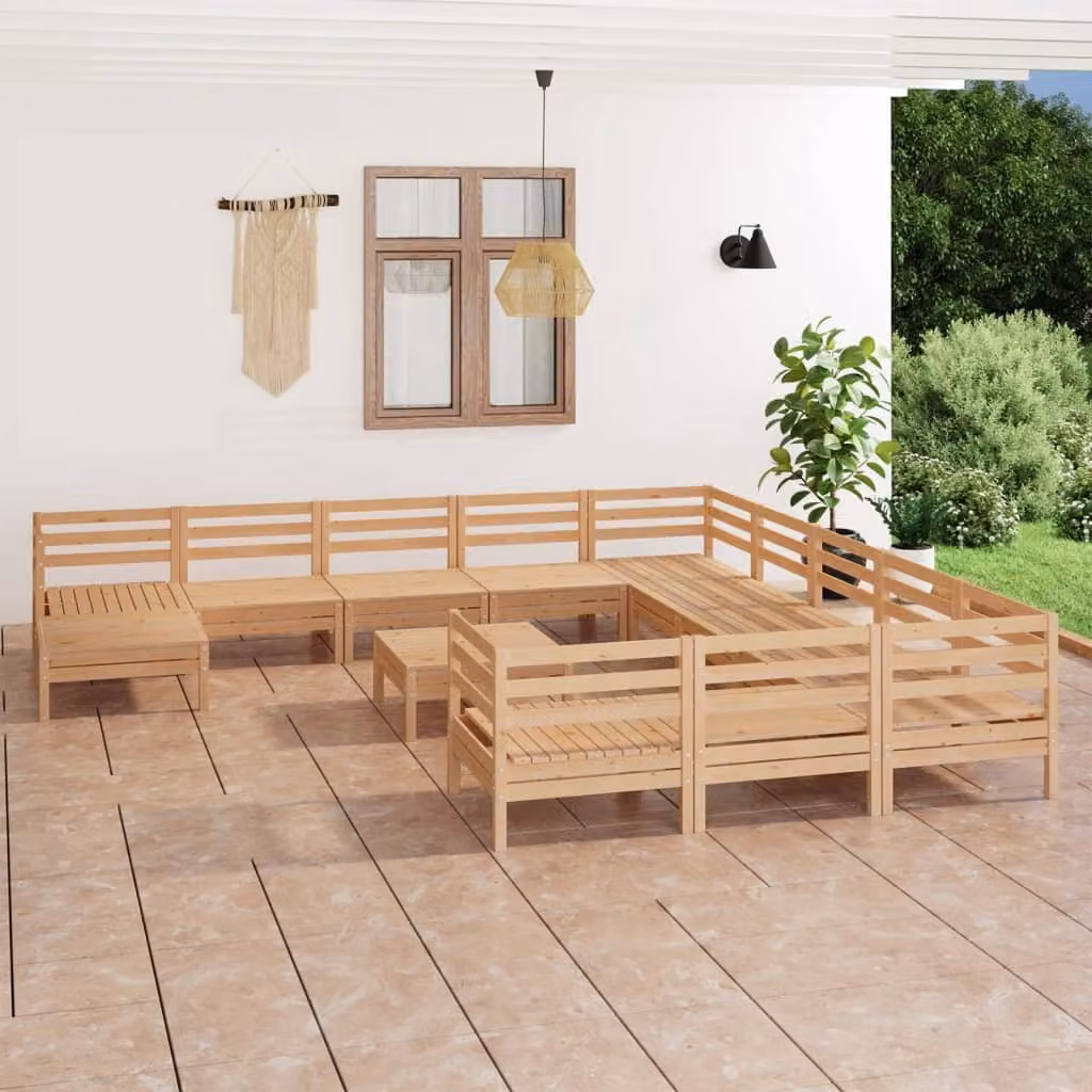 The Living Store Set da giardino in pino massiccio da 13 pezzi