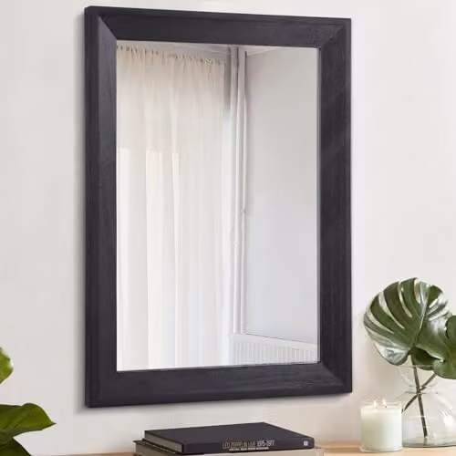 AAZZKANG Specchio Nero Rettangolare con Cornice in Legno - Decorativo da Parete per Camera da Letto, Bagno, Soggiorno