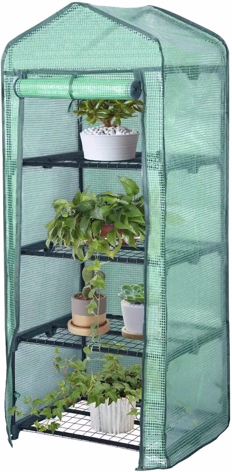 Serra in plastica con porta a rullo | Verde | 69x49x158 cm