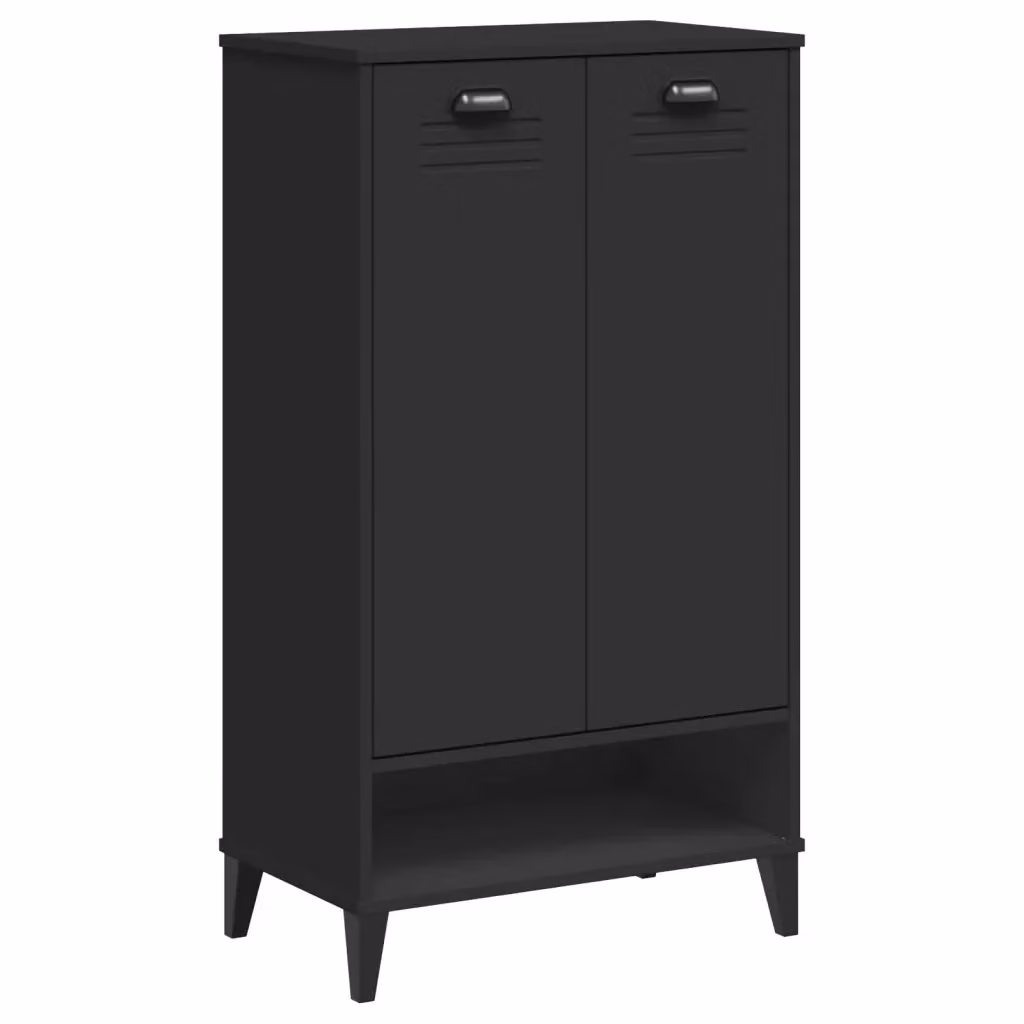 Scarpiera moderna vidaXL nera con ante a battente e ripiani interni, da appendere a parete, L: 60 cm, H: 107 cm, P: 35 cm – 2