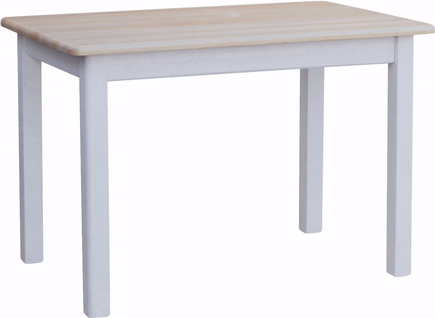 Tavolo bianco in legno di pino massiccio con piano laccato 120 x 70 cm