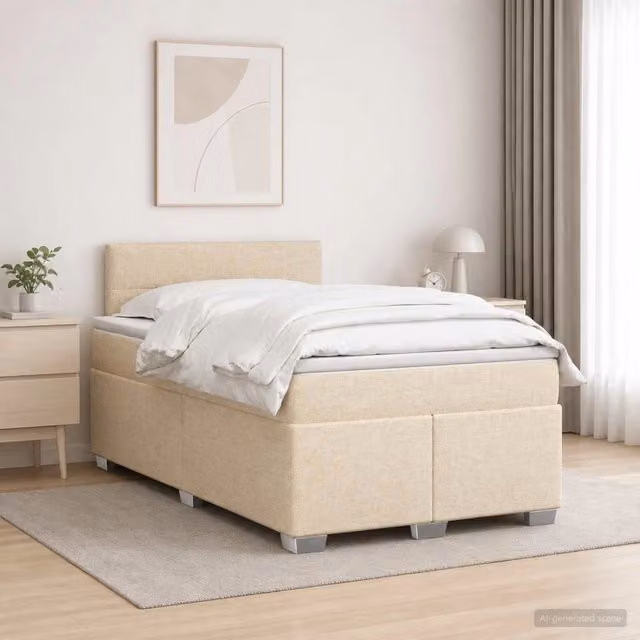 Letto box spring con materasso ibrido vidaXL beige L/P: 120 x 200 cm