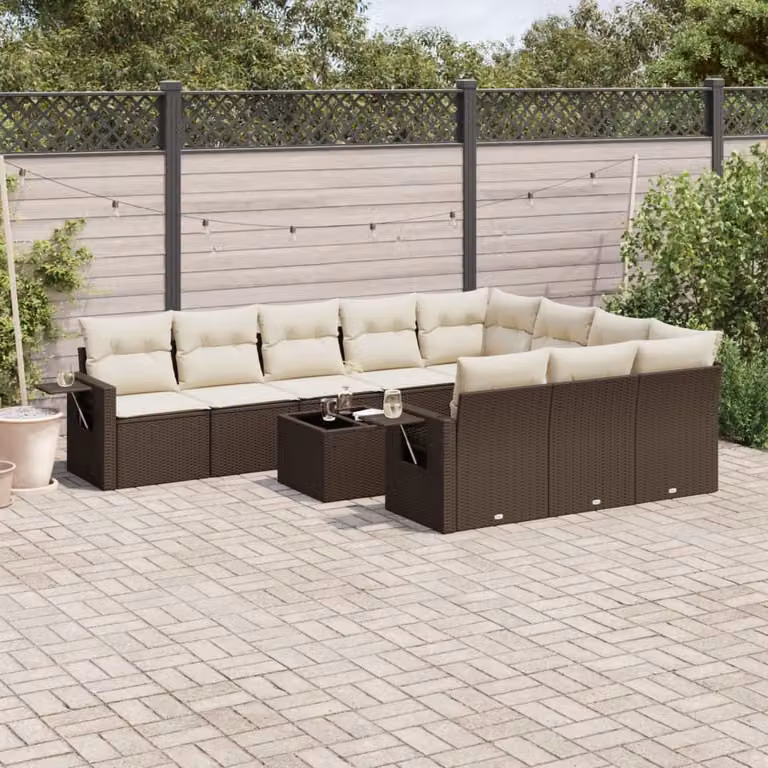Maison Exclusive - Set Divani da Giardino 11 pz con Cuscini Polyrattan Marrone