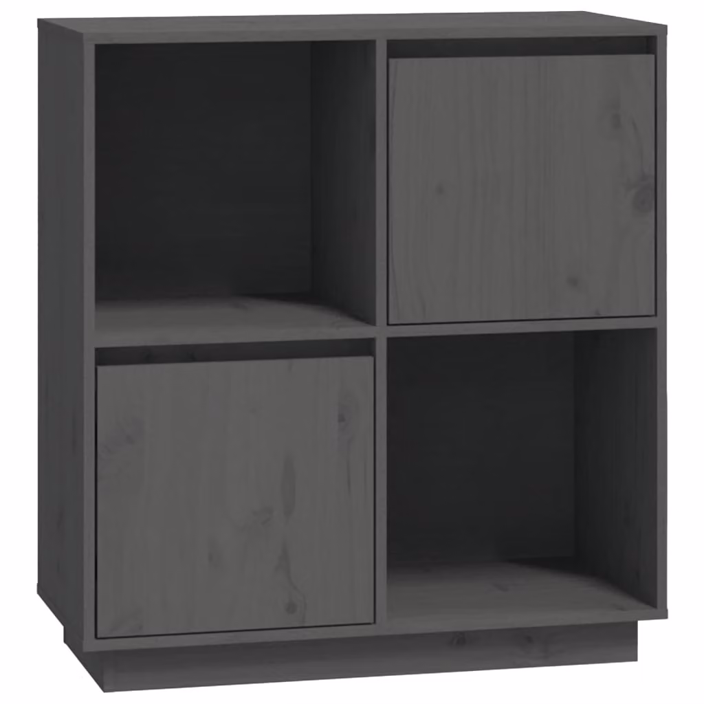 Credenza Grigia 74x35x80 cm in Legno Massello di Pino