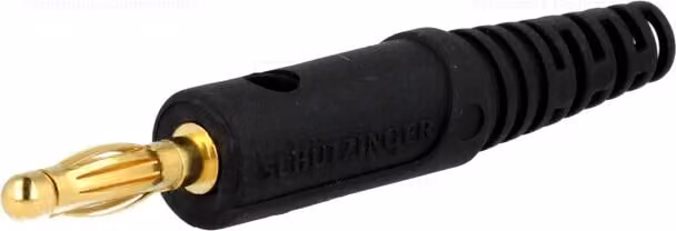 1 connettore da 70 VDC, nero, 32 A, con terminali a banana da 4 mm, 33 VAC, lunghezza totale: 65,5 mm, modello FK 8 L, colore: oro/argento, con terminali a banana