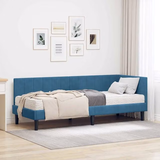 Struttura Letto Angolare con Materasso 2 pz Blu 80 x 200 cm 3393877