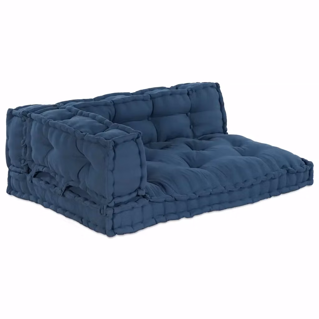 Set di 3 cuscini per divano pallet vidaXL in tessuto blu, forma rettangolare, L 120 x P 80 x H 38 cm – 2