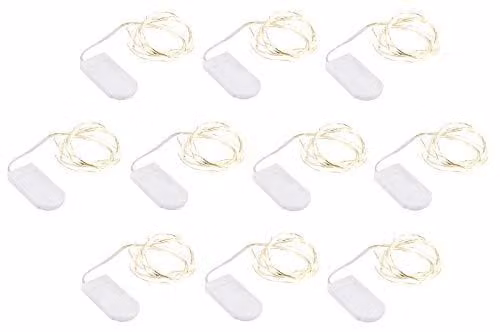 Catena luminosa a LED, luce bianco caldo, 20 LED, 1 metro, confezione da 10 pezzi