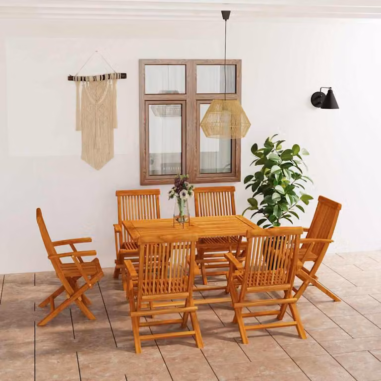 Set da pranzo da giardino vidaXL in legno massello di teak marrone, 7 pezzi