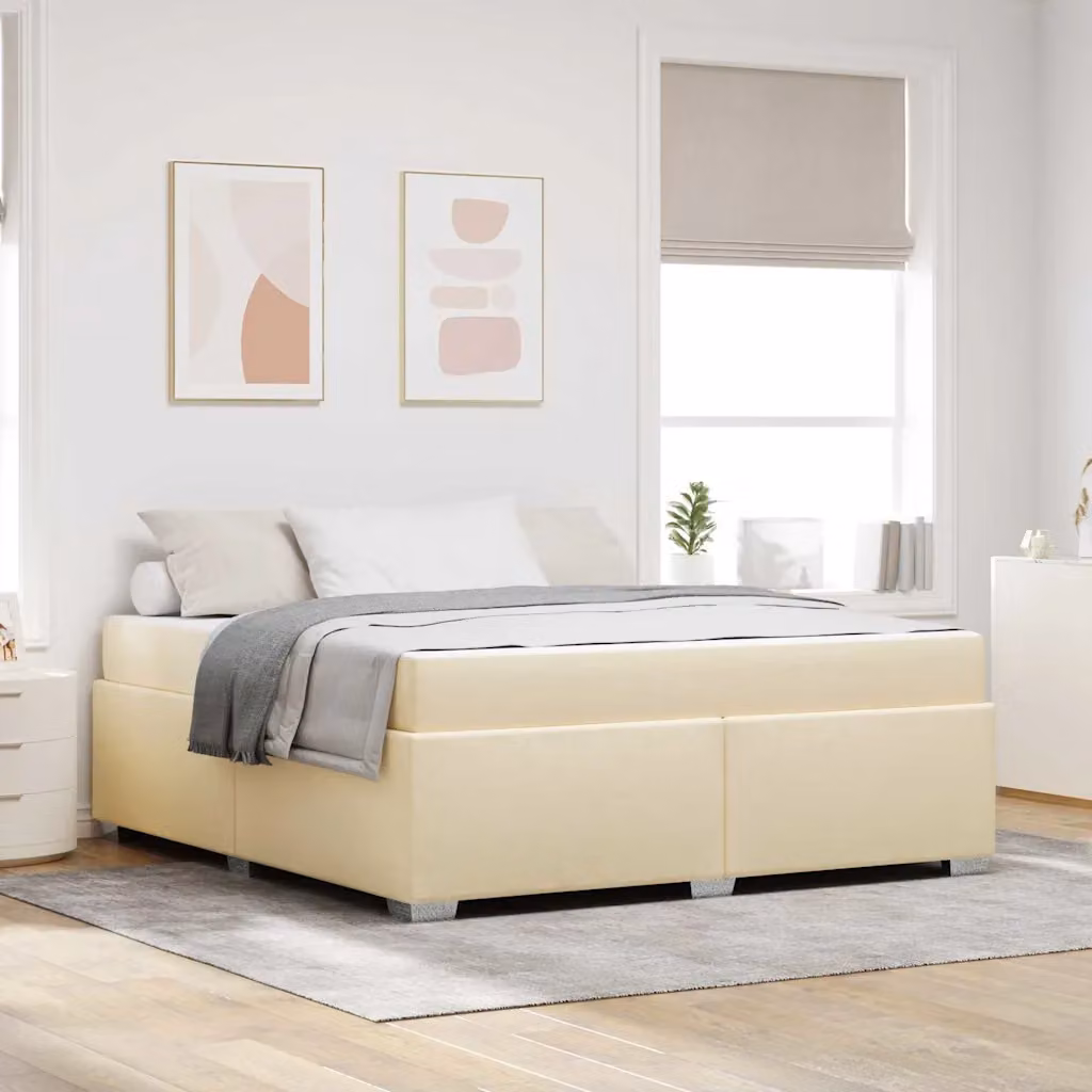 Struttura del letto con materasso vidaXL in tessuto beige L 180 cm x P 200 cm