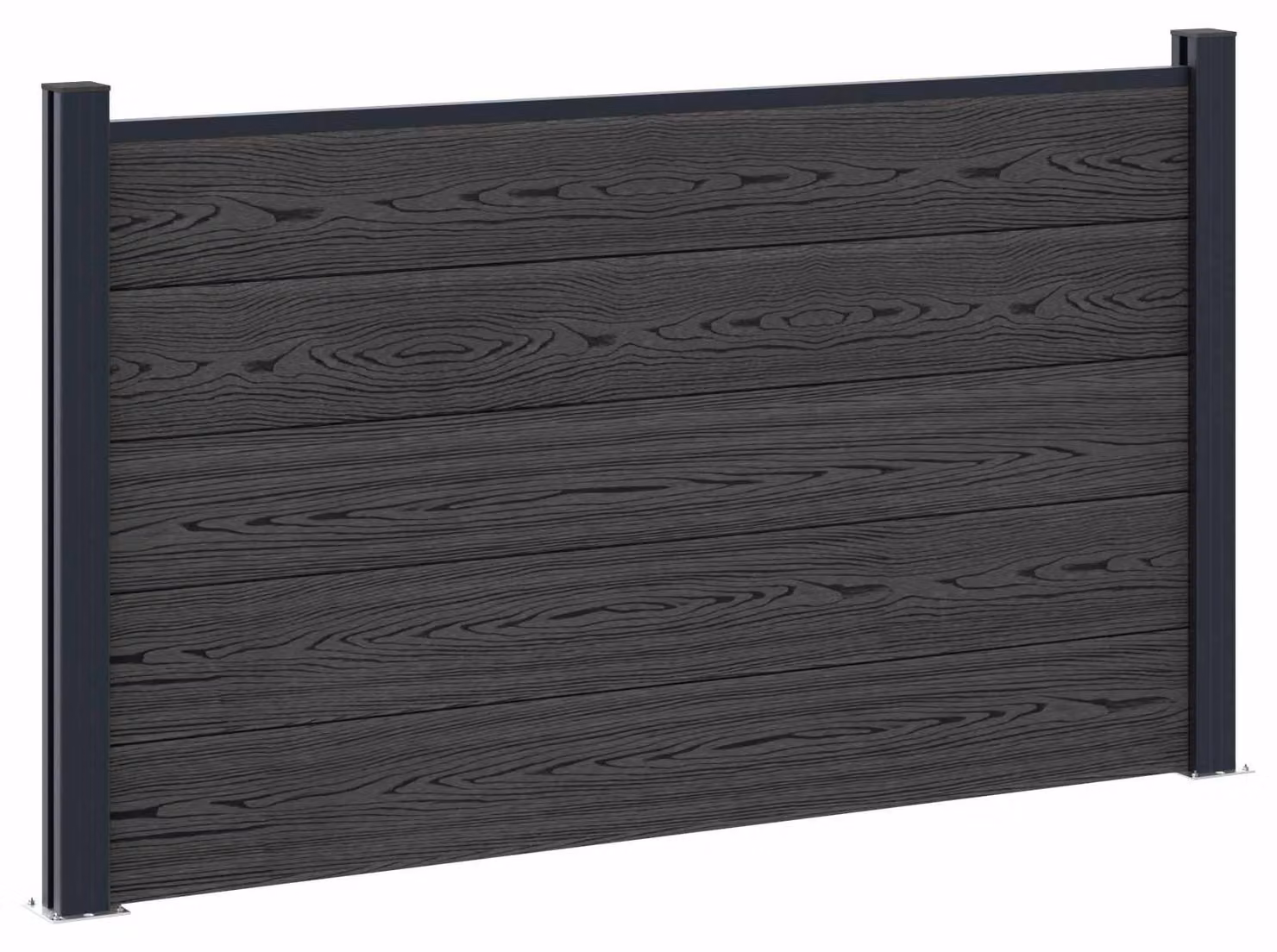 Pannello di Recinzione WPC e Alluminio Nero