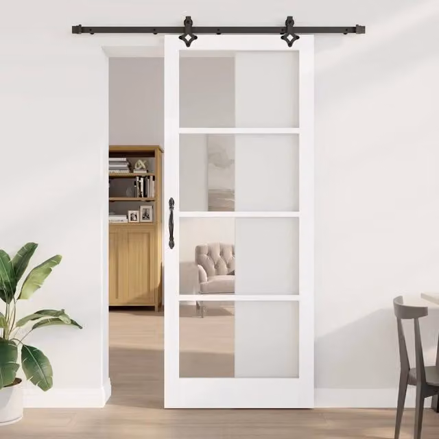 Porta scorrevole moderna vidaXL in legno e vetro Bianco e Nero L: 93 cm, H: 232 cm – 1