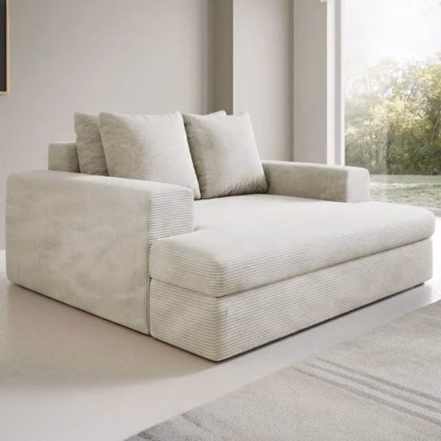 Divano Moderno DMORA a 2 Posti con Cuscini Sfoderabili e Struttura in Legno, Bianco, L: 162 cm, P: 167 cm, H: 86 cm