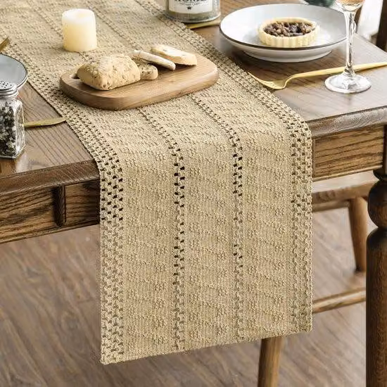 Tovaglia tessuta in tessuto marrone, dimensioni 30x243 cm, ideale per lo stile rustico