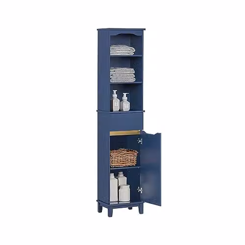 SoBuy Mobile alto da bagno Mobile colonna bagno salvaspazio Armadio da terra Colore blu 35x30x170 cm BZR112-B
