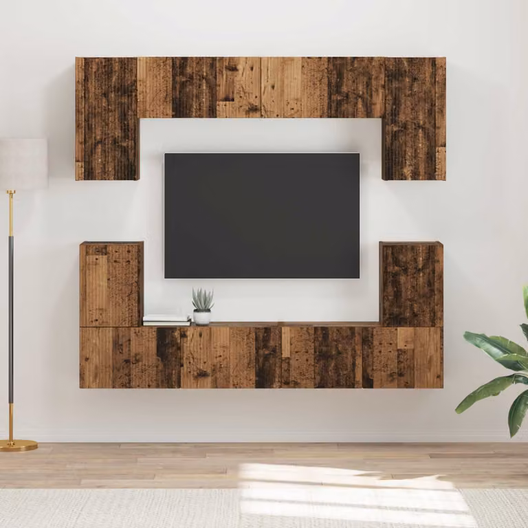 Set mobile TV moderno vidaXL in 5 pezzi, colore marrone, in legno e MDF per soggiorno