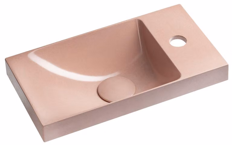 Lavabo in cemento Sapho AGOS, 40x22 cm, per installazione a sinistra o a destra, rosa opaco - AS40021