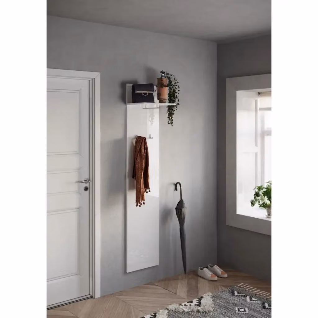 Appendiabiti sospeso con mensola Meublorama collezione KEY bianco lucido L: 40 cm, H: 28 cm, P: 76,7 cm – 2