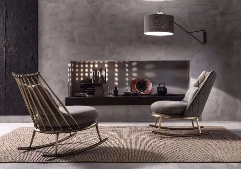 Sessel Metall Design Polster Lounge Club Stuhl Sitz Luxus Zimmer Schaukel