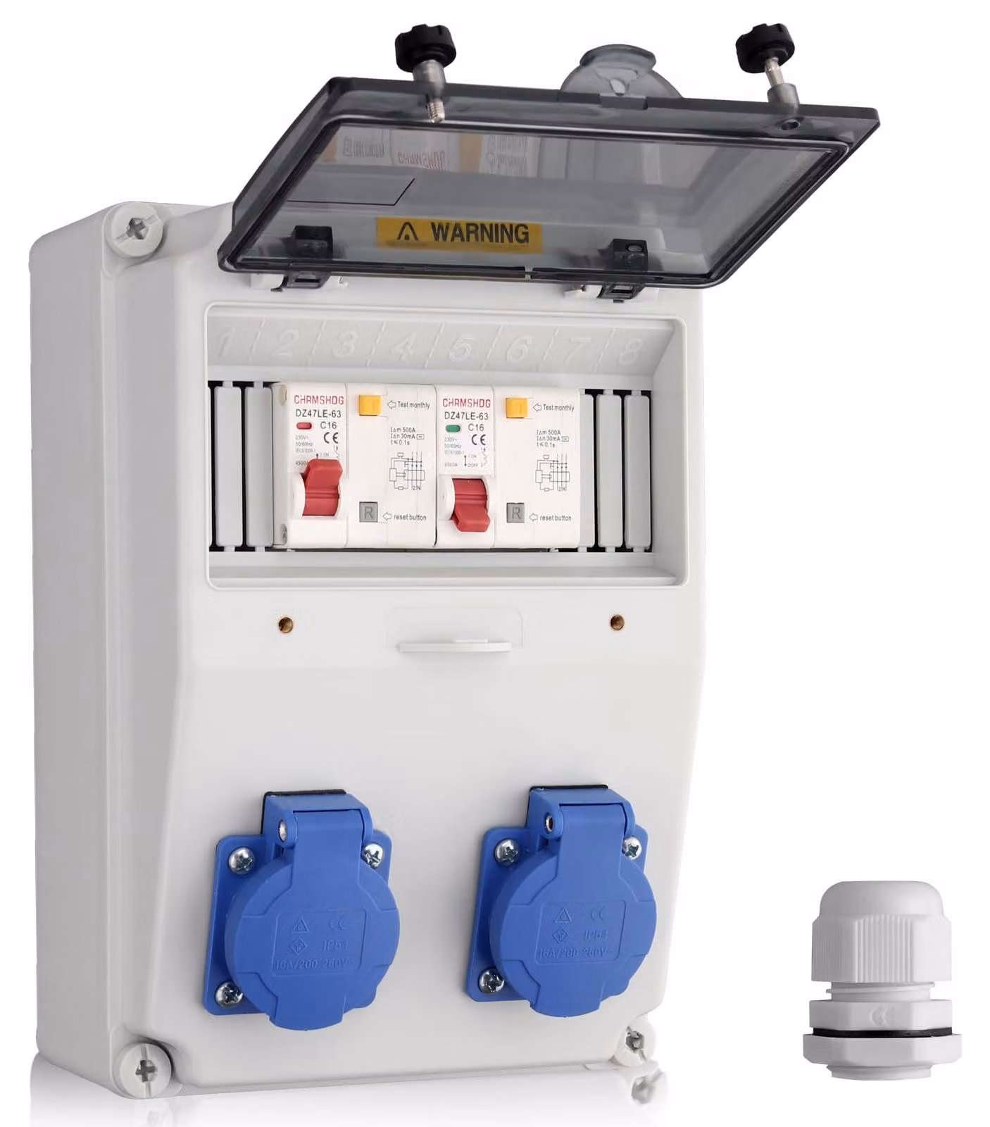 Distributore di corrente, 2 x 230 V, prese Schuko, per montaggio a parete