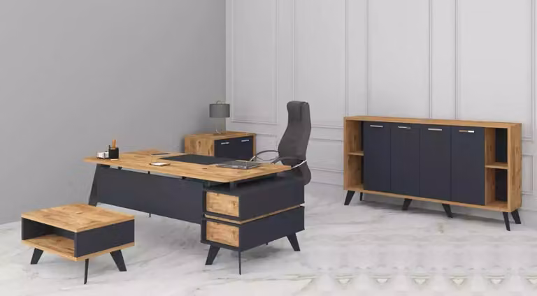 Einrichtung Büro Set Arbeitszimmer Möbel Schreibtische Schränke Tisch 4tlg
