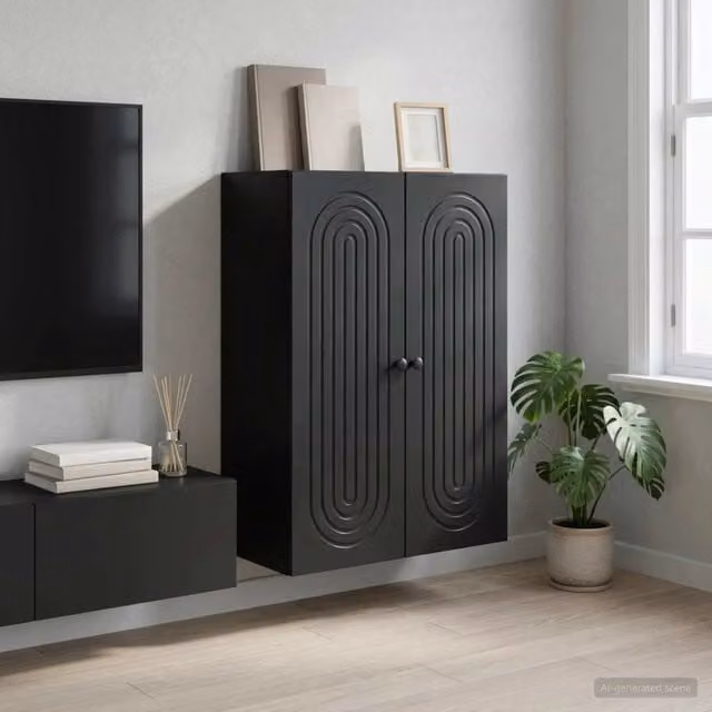 Armoire Murale Noir 66 x 34,5 x 90 cm Bois d'ingénierie