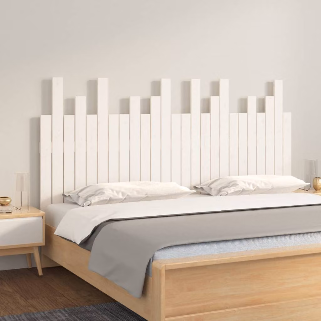 Testiera da parete vidaXL in legno massello di pino bianco, L: 159,5 cm, P: 3 cm, H: 80 cm