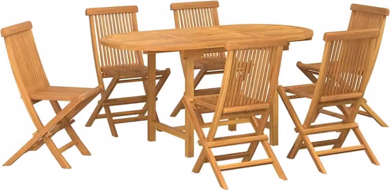 Set da Pranzo per Giardino 7 pcs Marrone Legno di teak solido