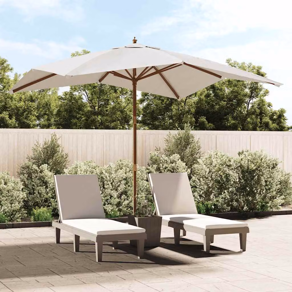 Ombrellone da Giardino vidaXL con Palo in Legno e Copertura in Poliestere, Colore Sabbia, L 300 x P 300 x H 273 cm