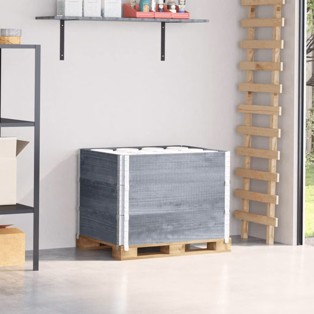 Set di 3 pareti per pallet vidaXL in legno massello di pino, colore grigio, 80 x 60 cm