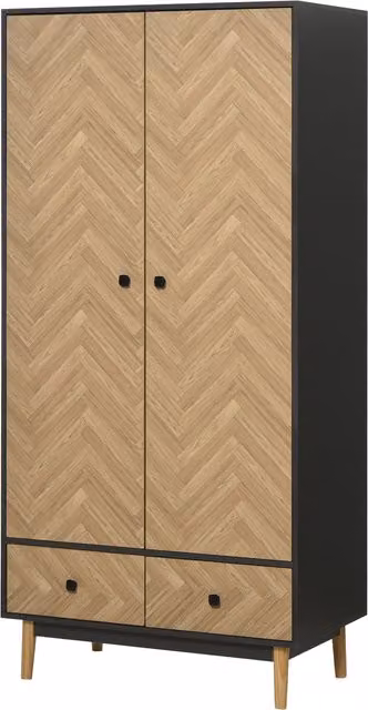 HOMCOM Armadio Moderno a Due Ante in Legno con 4 Vani, 2 Appendiabiti e Cassetti, 90x50x190cm, Grigio Scuro   Aosom Italy