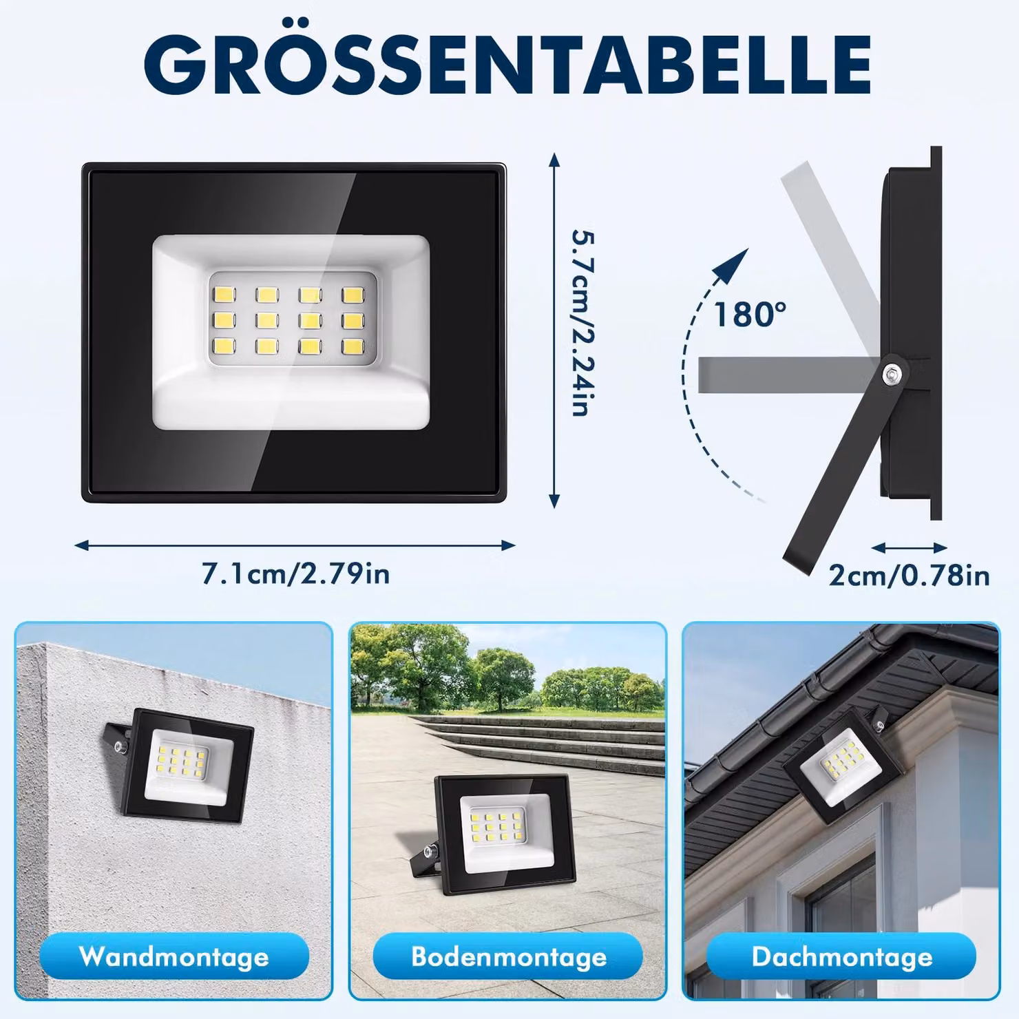 Faretto LED da esterno - 10 W - Bianco freddo 6500 K - 220–240 V - Robusto - Confezione da 2