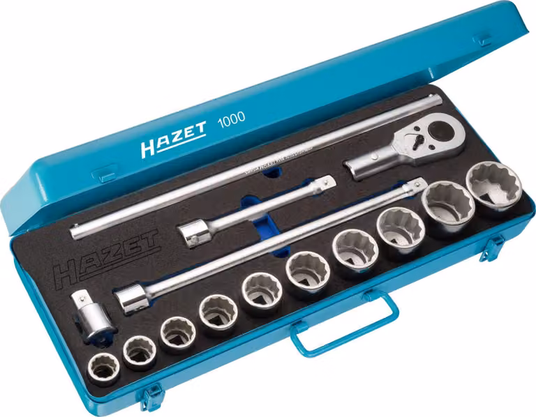 Set di chiavi a bussola Hazet 1000Z - Bussola quadrata da 20 mm (3/4 di pollice) - Esagono doppio esterno | 1000Z