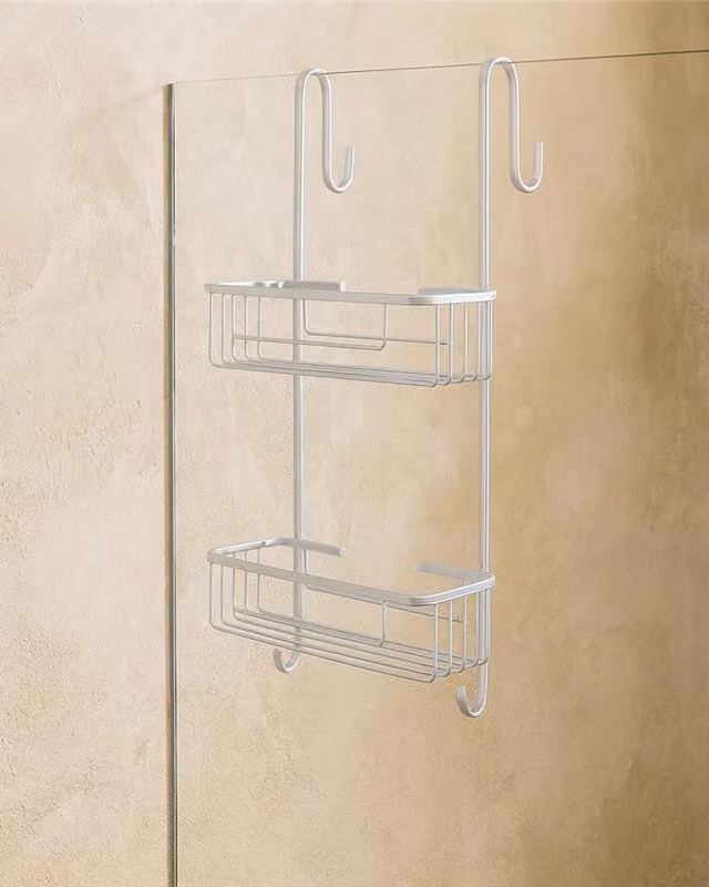 Mensola per vetro doccia 2 ripiani silver 160104