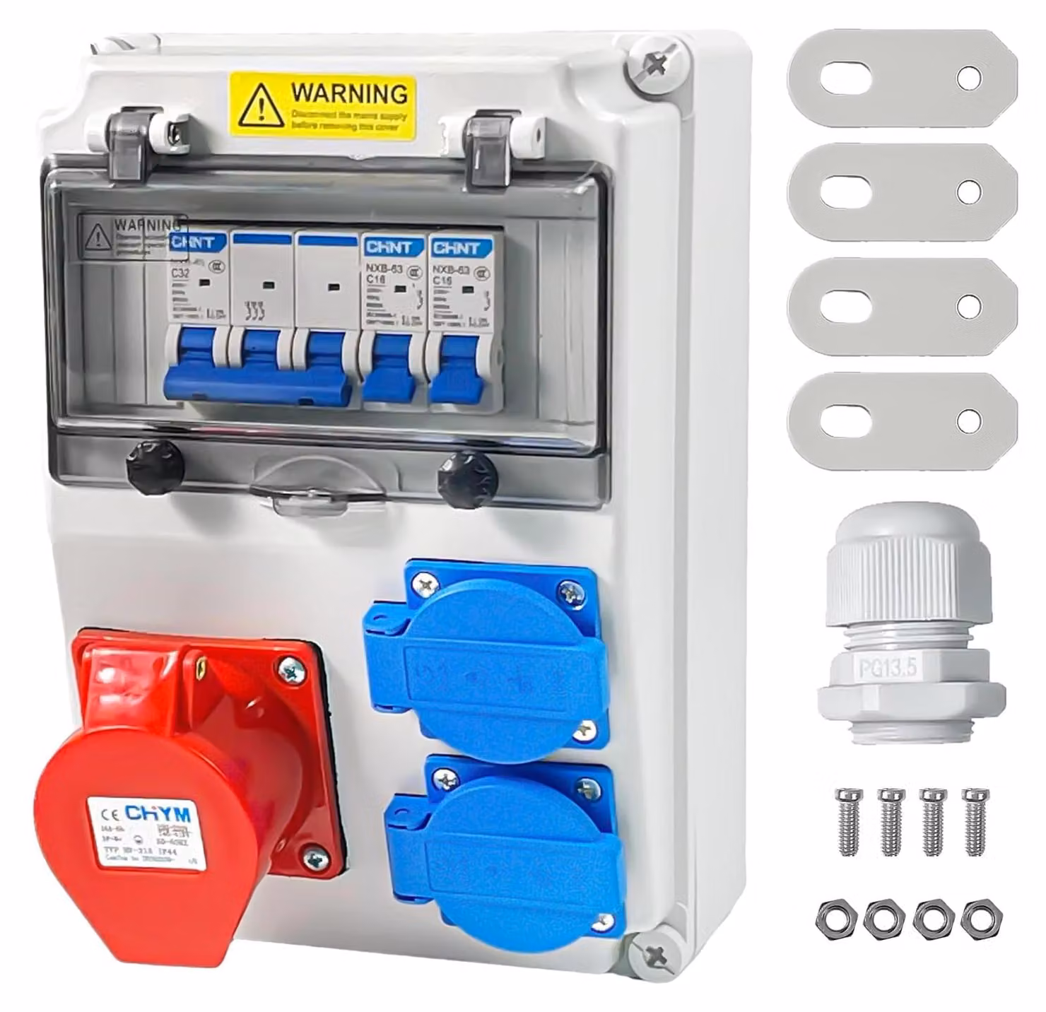 Distributore di corrente a parete, distributore di corrente per cantiere, 16 A, 220 V-250 V