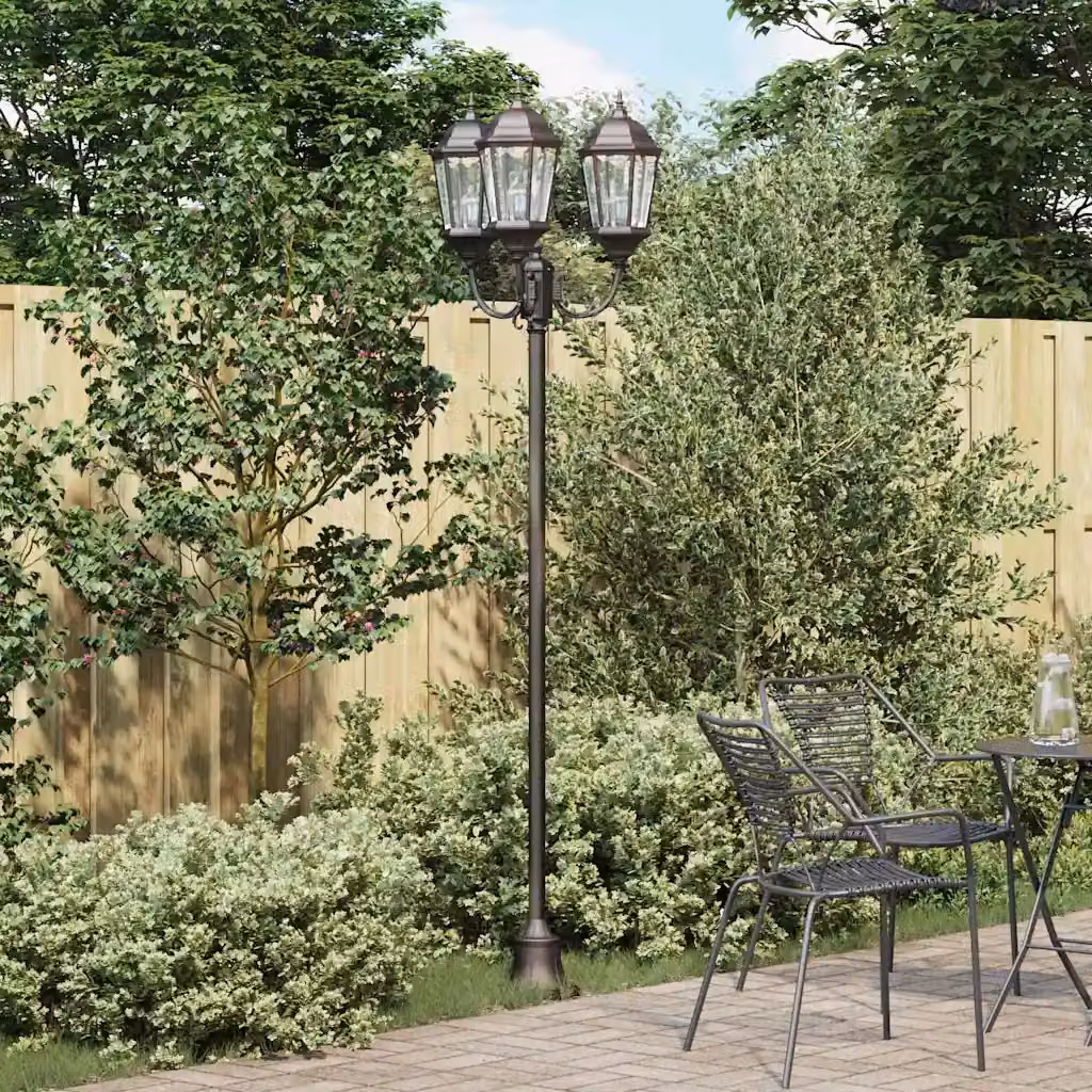 Luce da giardino vidaXL in alluminio e vetro, colore bronzo o nero, H x L x P: 241 x 57 x 49 cm