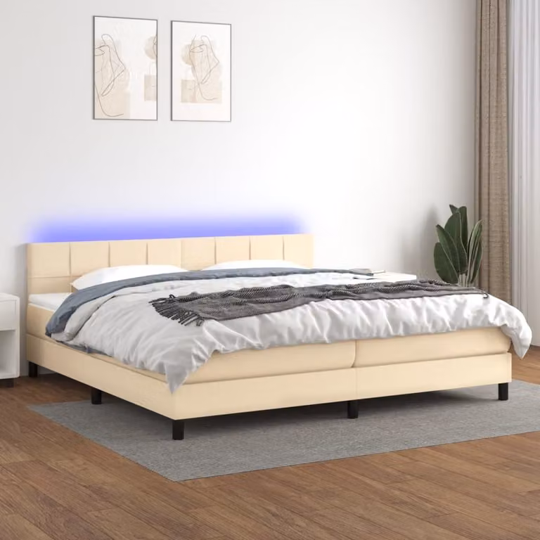 Maison Exclusive - Letto a Molle Materasso e LED bianco 200x200cm in Tessuto