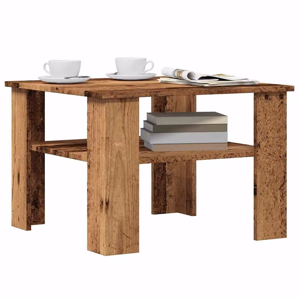 vidaXL Tavolino da Salotto Quadrato in Legno Rustico Marrone L/P/H: 60 x 60 x 42 cm