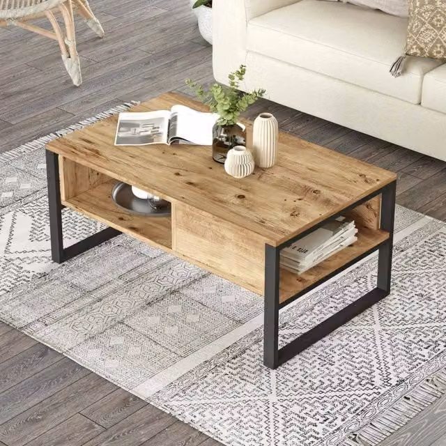 Tavolino da salotto Alfonsa in legno color quercia, L: 100 cm, P: 60 cm, H: 44 cm