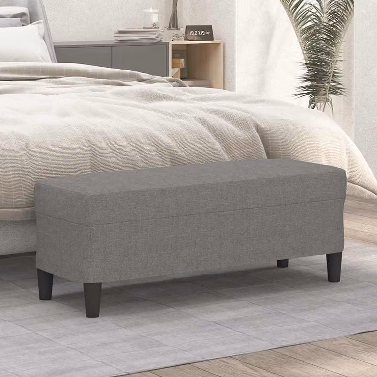 Panca vidaXL in tessuto grigio scuro con struttura in legno L: 100 cm, P: 35 cm, H: 41 cm