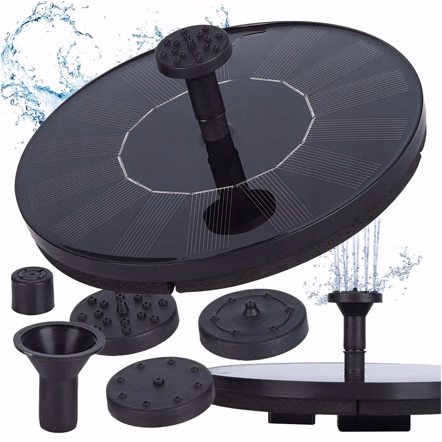 Fontana Da Giardino Solare Con Corpo Flottante Per Stagni, 4 Getti, Filtro, Pompa