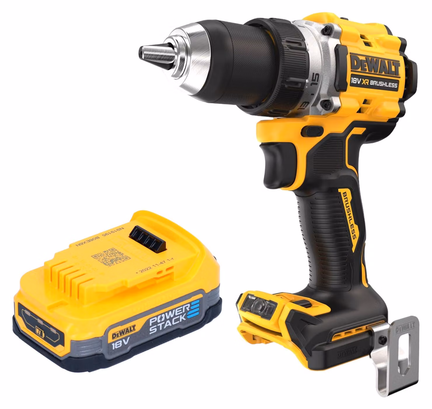 Trapano avvitatore a batteria DeWalt DCD 800 N 18 V 90 Nm senza spazzole + 1x batteria Powerstack 1,7 Ah - senza caricabatterie