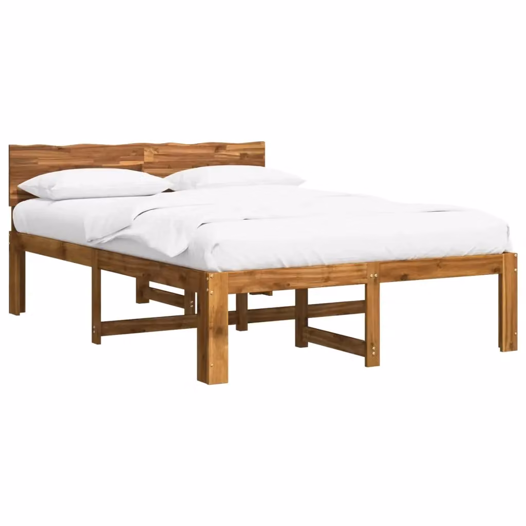 Letto matrimoniale con testiera ROSTOCK vidaXL in legno di acacia naturale colore marrone L: 156 cm, P: 208,5 cm, H: 81 cm – 2