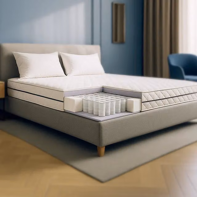 Materasso Ibrido The White Stone con Molle Insacchettate e Memory Foam, Antibatterico e Arrotolabile, Bianco, L/P/H: 190 x 90 x 24 cm – 1
