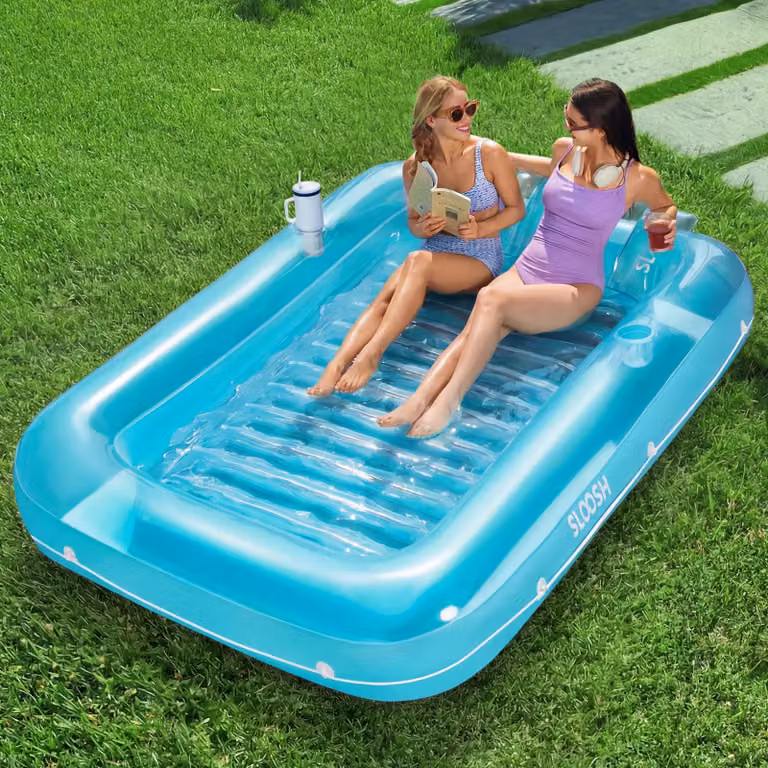 Divano gonfiabile XL, 4-in-1, con cuscini, blu, per piscina