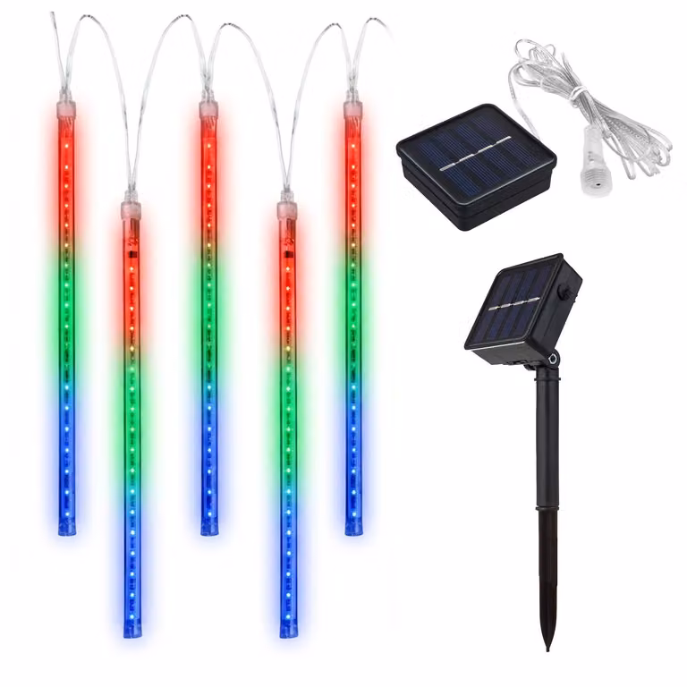 Catena luminosa solare LED a forma di ghiacciolo 144 LED 8x tenda luminosa RGB a forma di ghiacciolo 2,4 m Illuminazione natalizia IP44 Decorazione luce solare